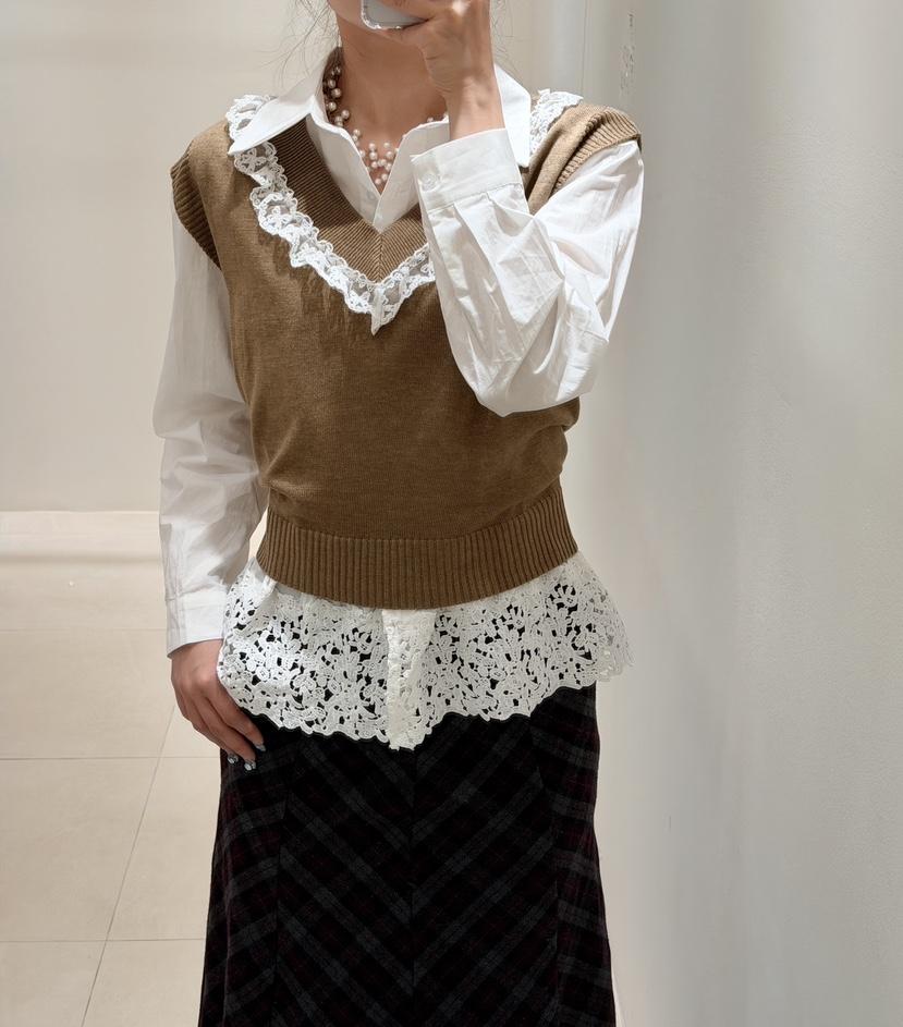 CORAL韓國直郵㊣女裝新款休閑25秋冬推薦時尚人氣襯衫蕾絲衫CORAL襯衫/蕾絲衫