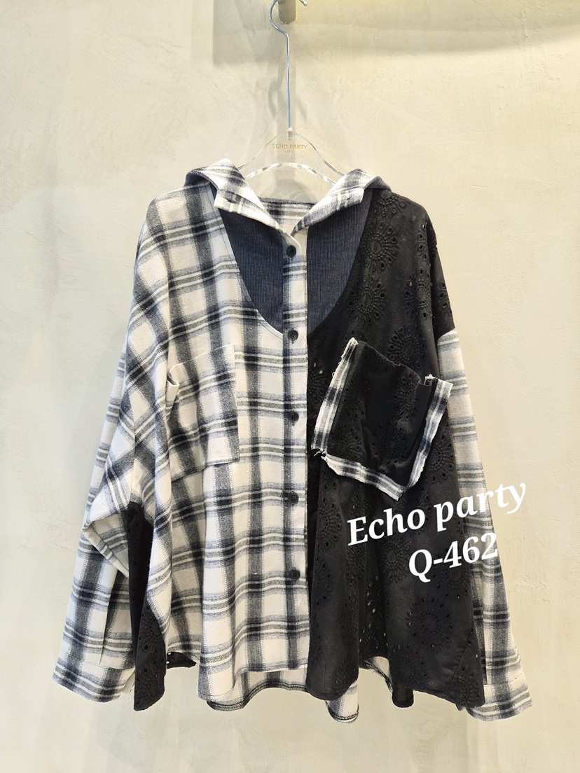 ECHOPARTY韓國代購㊣女裝新品熱賣真品25秋冬襯衫蕾絲衫連帽衫ECHOPARTY襯衫/蕾絲衫