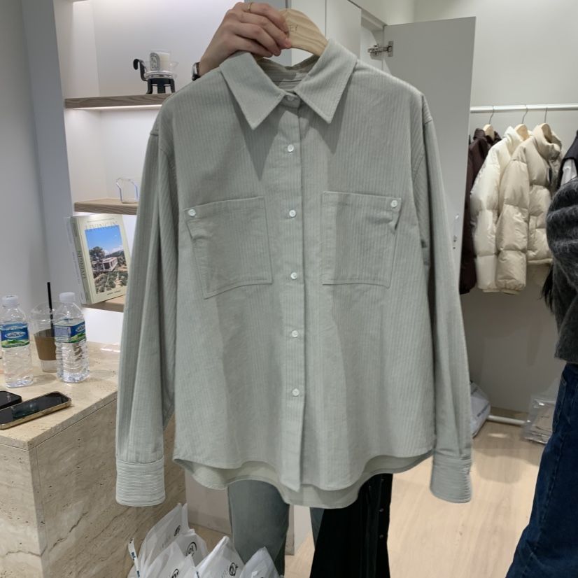 LIFFEY東大門㊣實拍女士新品休閑職業襯衫蕾絲衫燈芯絨口袋LIFFEY襯衫/蕾絲衫