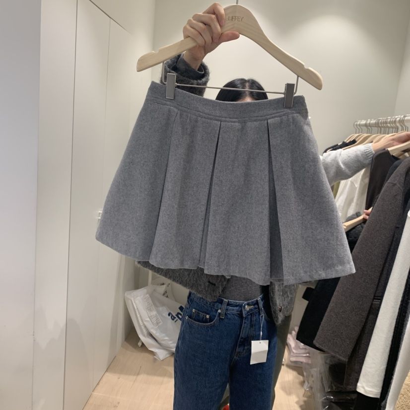 LIFFEY東大門㊣實拍女裝新品人氣熱賣25秋冬時尚裙褲羊毛褶皺LIFFEY裙褲