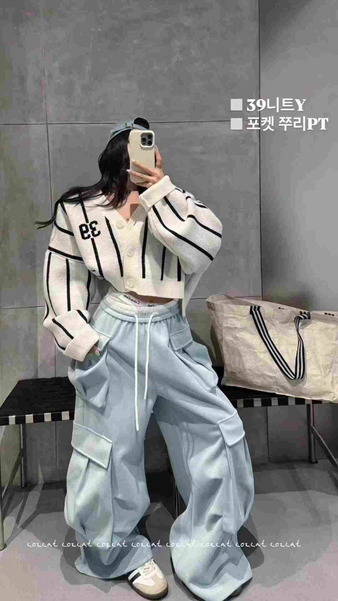 COZCAT-코즈켓-T東大門㊣直郵女裝新款職業真品針織衫條紋COZCAT針織衫