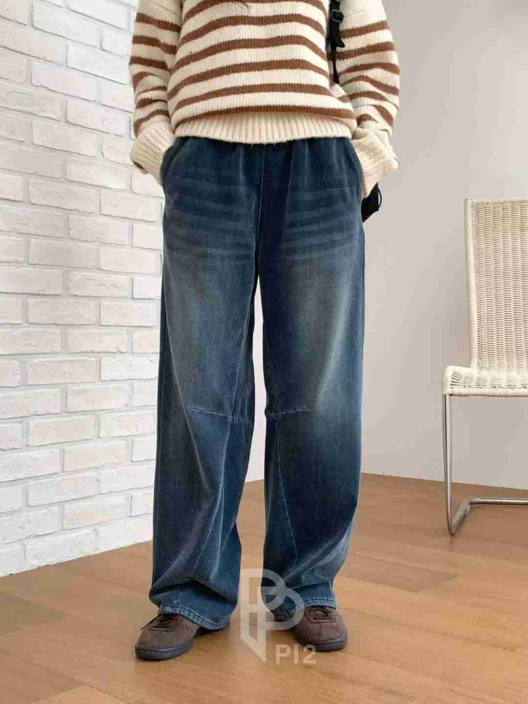 PI2東大門㊣直郵女裝新款推薦真品人氣時尚25秋冬牛仔褲加絨Pi2牛仔褲