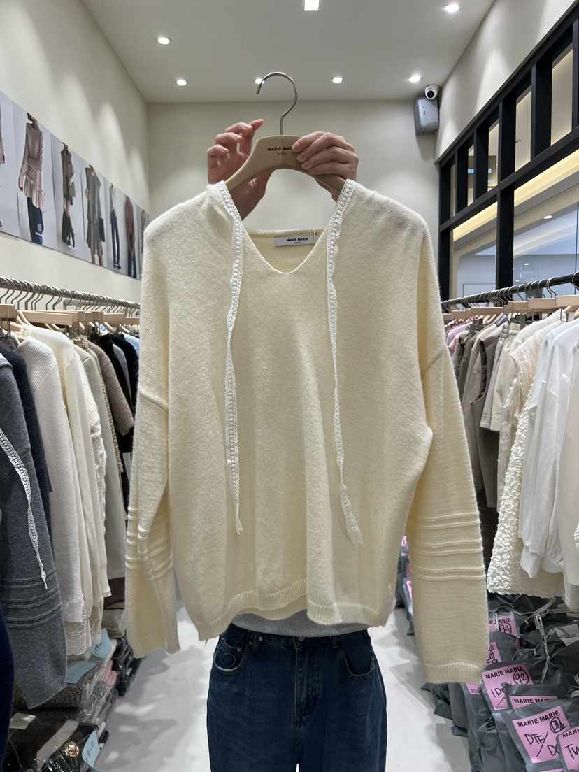MARIE MARIE東大門㊣直郵女士新品時尚真品針織衫蕾絲連帽MARIE MARIE針織衫