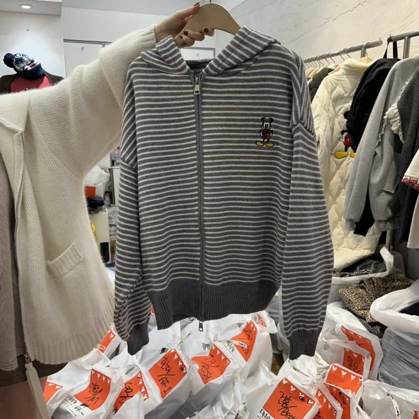 DE LINE東大門㊣實拍女士新款熱賣休閑職業衛衣連帽針織衫DE LINE衛衣