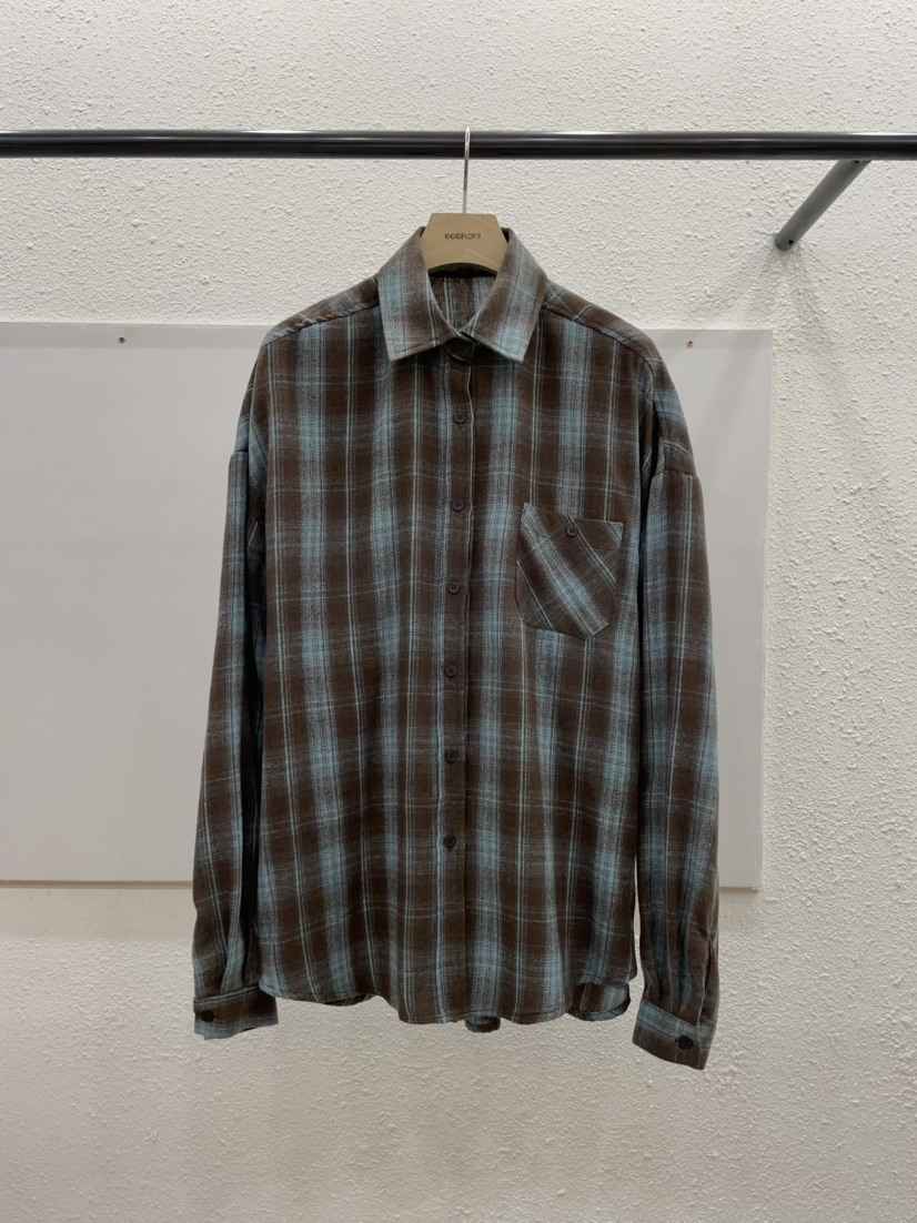 EGGPLANT韓國代購㊣女士新品真品25秋冬時尚襯衫蕾絲衫格紋EGGPLANT襯衫/蕾絲衫