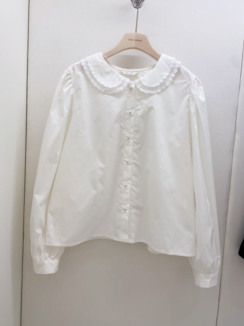 NINESQUARED東大門㊣代購女士新款真品推薦襯衫蕾絲衫泡泡袖LOVE ROSIE襯衫/蕾絲衫