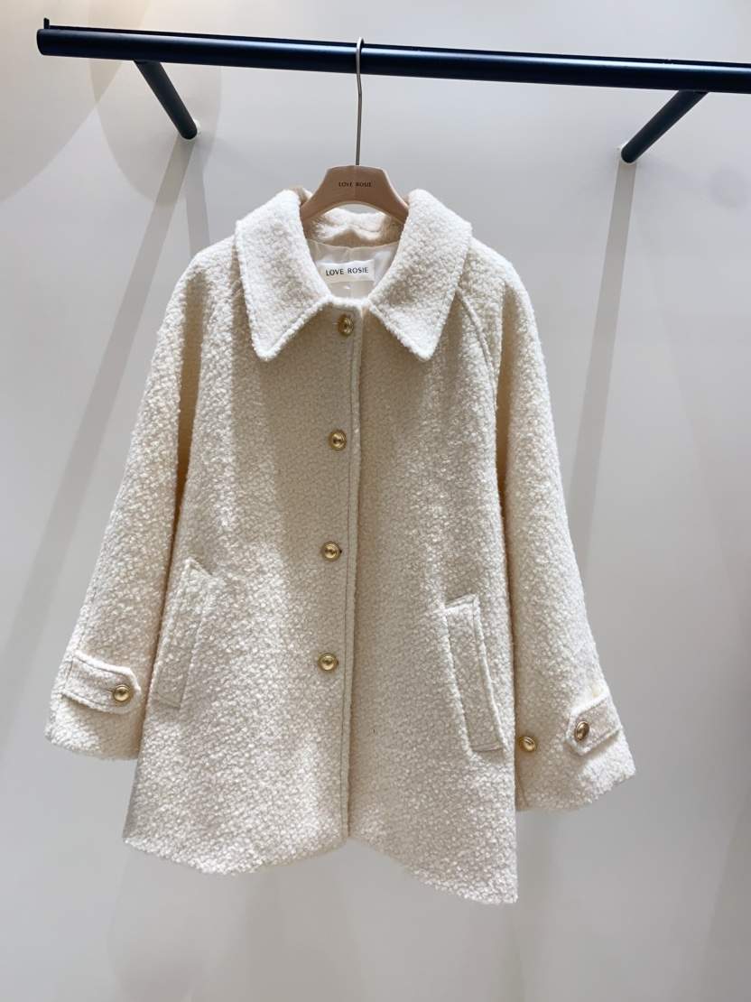 NINESQUARED東大門㊣實拍女裝新款熱賣25秋冬中長款大衣羊毛LOVE ROSIE中長款大衣