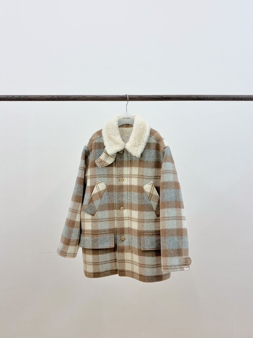 ERUME東大門㊣代購女士新款熱賣人氣真品職業休閑短款大衣格紋ERUME短款大衣