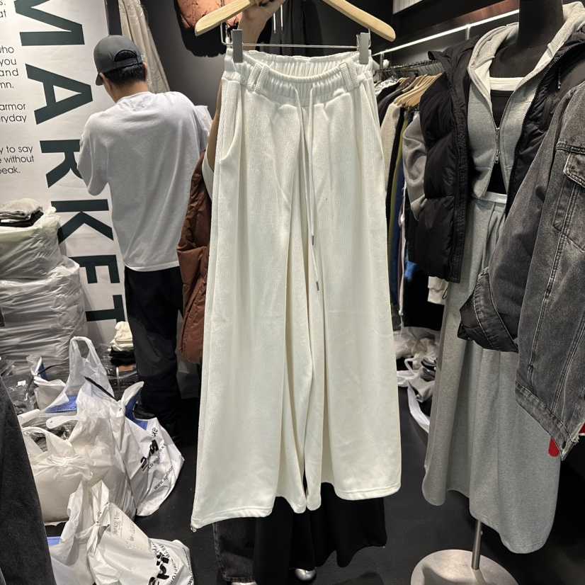 EL BOSQUE東大門㊣代購女裝新品推薦休閑25秋冬休閑褲羊毛羅紋EL BOSQUE休閑褲