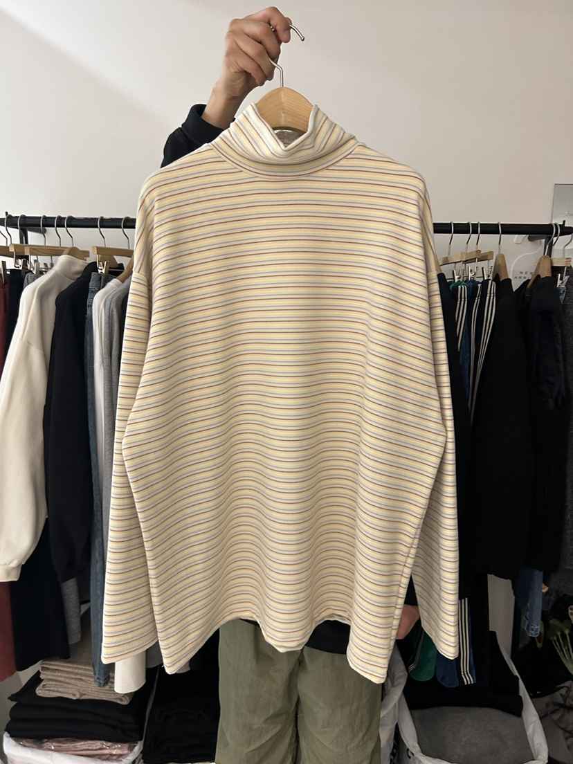 AS THOUGHT東大門㊣實拍女裝新款休閑職業時尚長袖T恤條紋AS THOUGHT長袖T恤