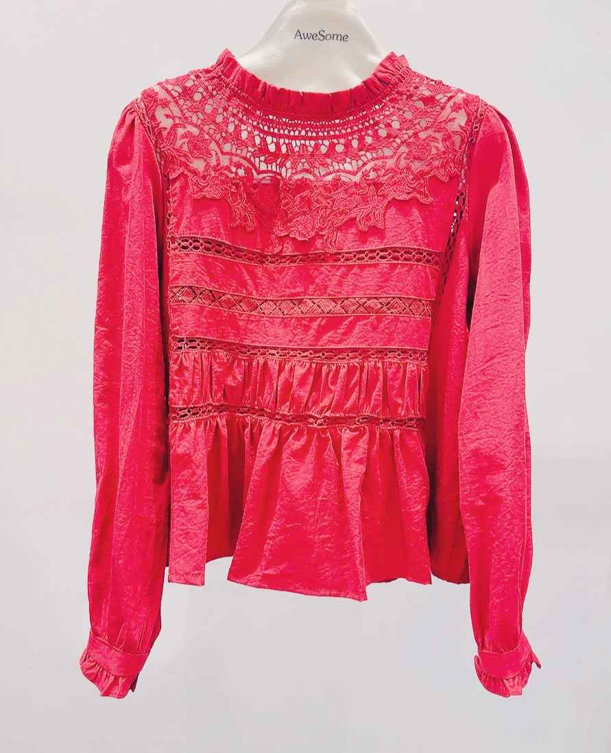 AWESOME-P東大門㊣直郵女士新款時尚25秋冬休閑襯衫蕾絲衫AWESOME-P襯衫/蕾絲衫