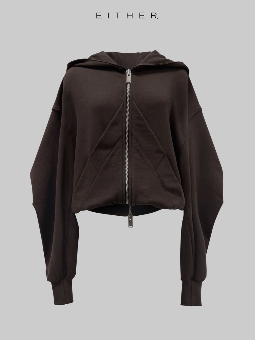EITHER東大門㊣直郵女士新品25秋冬時尚推薦熱賣衛衣拉鏈兜帽EITHER衛衣