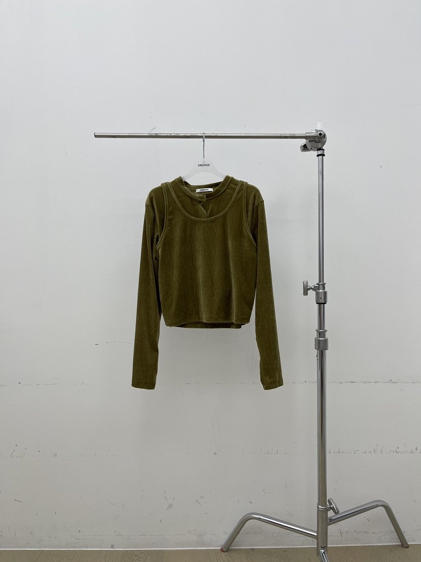 ATMOSPHERE東大門㊣實拍女裝新品時尚真品休閑長袖T恤天鵝絨ATMOSPHERE/BLING長袖T恤