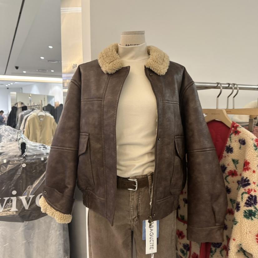 BAGUETTE-P韓國代購㊣女裝新品熱賣時尚真品25秋冬夾克皮革BAGUETTE-P夾克