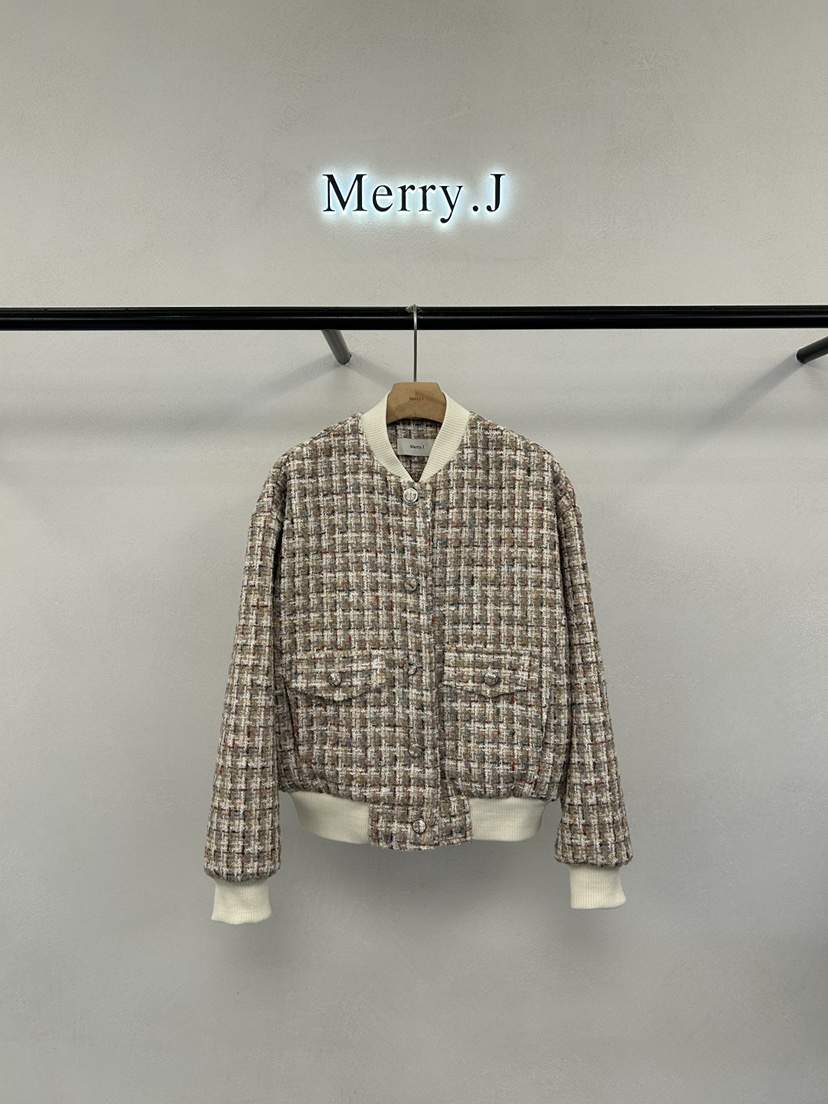 MERRY-J韓國直郵㊣女士新款休閑人氣推薦職業25秋冬夾克花呢MERRY-J夾克