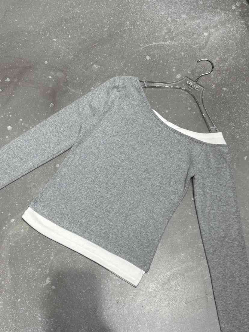 OKIE韓國直郵㊣女裝新品休閑職業時尚推薦熱賣長袖T恤假兩件OKIE長袖T恤