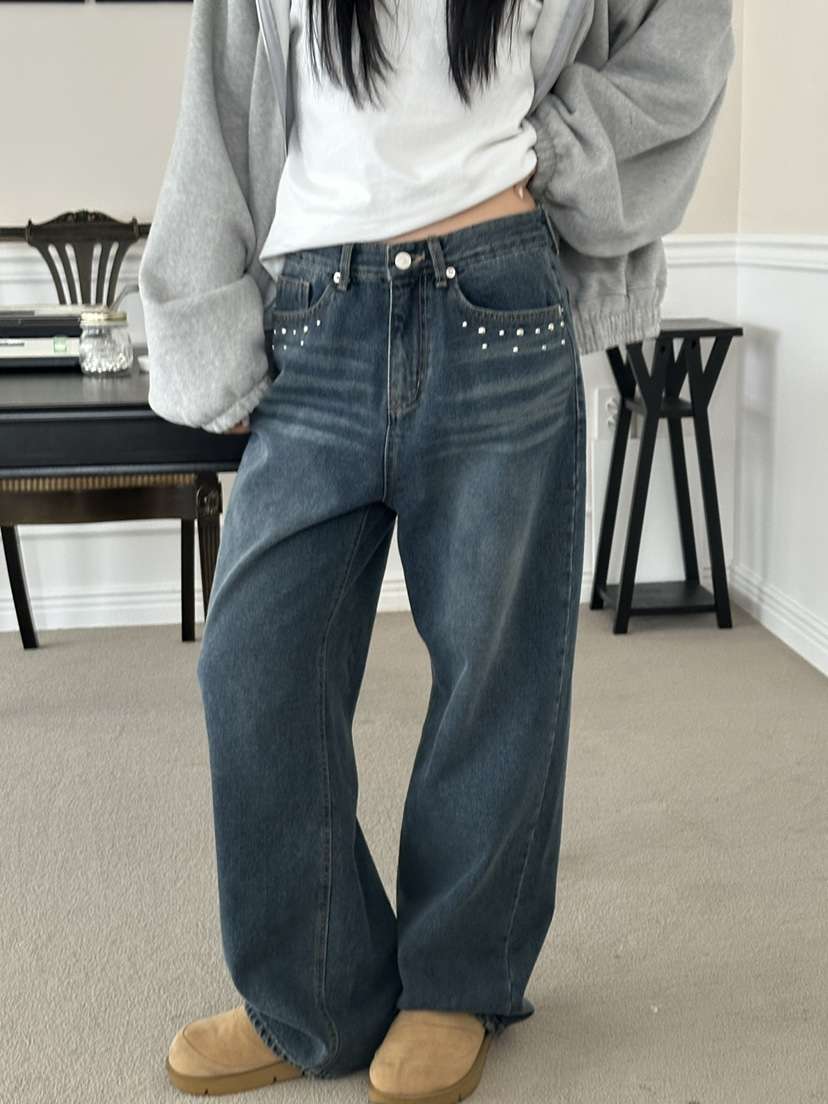 I MFACT東大門㊣直郵女裝新款時尚推薦職業休閑人氣牛仔褲I MFACT牛仔褲