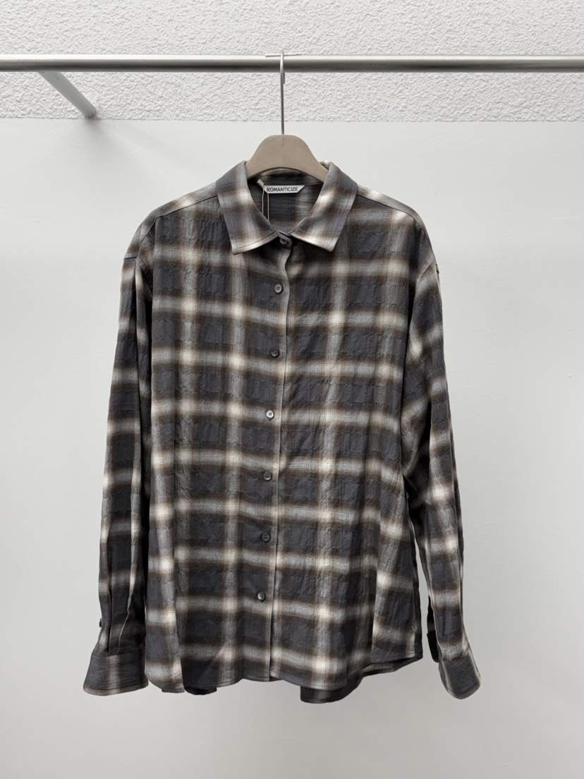 ROMANTICIZE韓國直郵㊣女裝新款推薦25秋冬職業襯衫蕾絲衫格紋ROMANTICIZE襯衫/蕾絲衫