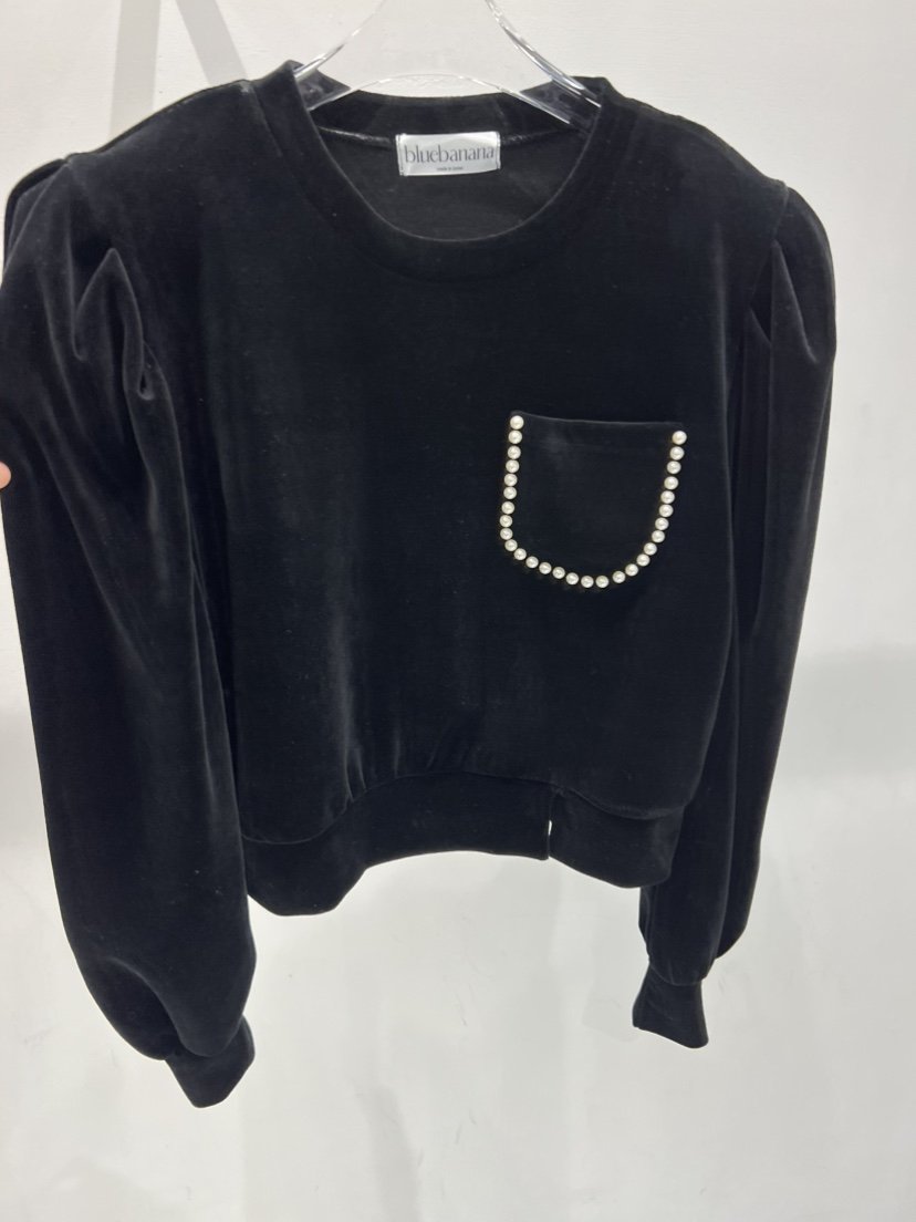 BLUE BANANA東大門㊣實拍女裝新款推薦衛衣不含項鏈天鵝絨口袋BLUE BANANA衛衣