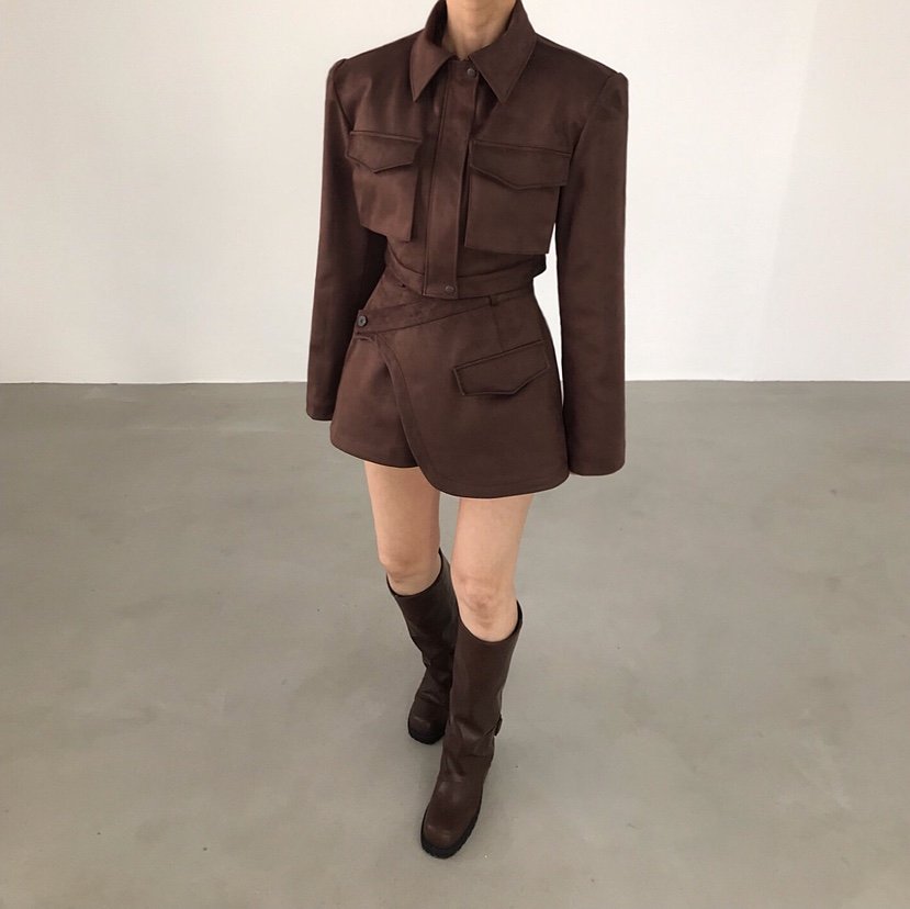 2TWO MOON韓國直郵㊣女裝新品真品職業時尚熱賣夾克絨面革2TWO MOON夾克