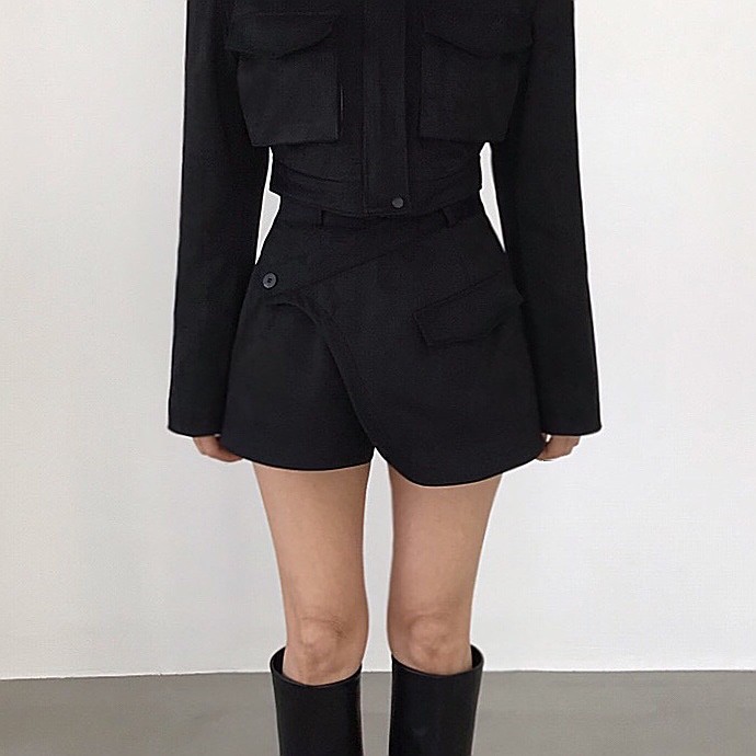 2TWO MOON韓國代購㊣女裝新款休閑職業推薦真品短褲絨面革2TWO MOON短褲