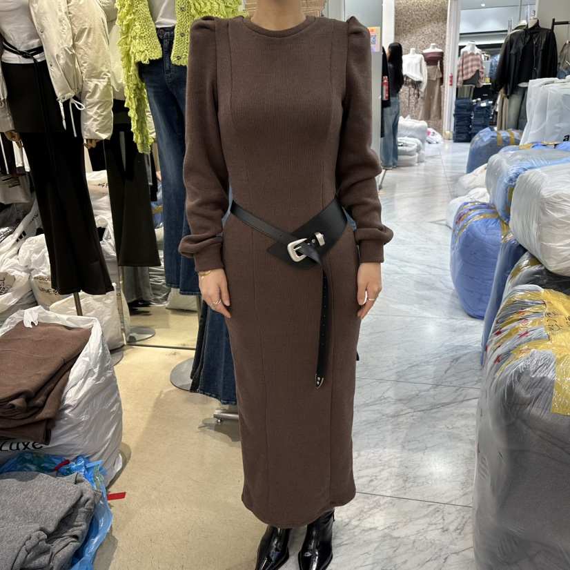 MAGNOLIA36-L東大門㊣實拍女裝新品職業連衣裙不含腰帶羊毛絨MAGNOLIA36-L連衣裙