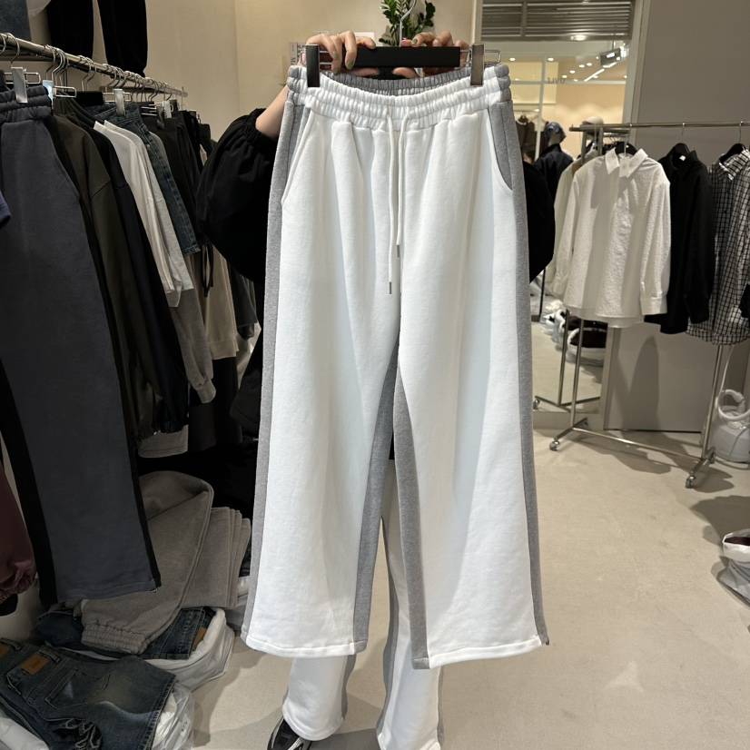 MEMO CLASSIC韓國代購㊣女裝新款25秋冬休閑休閑褲羊毛拼色MEMO CLASSIC休閑褲