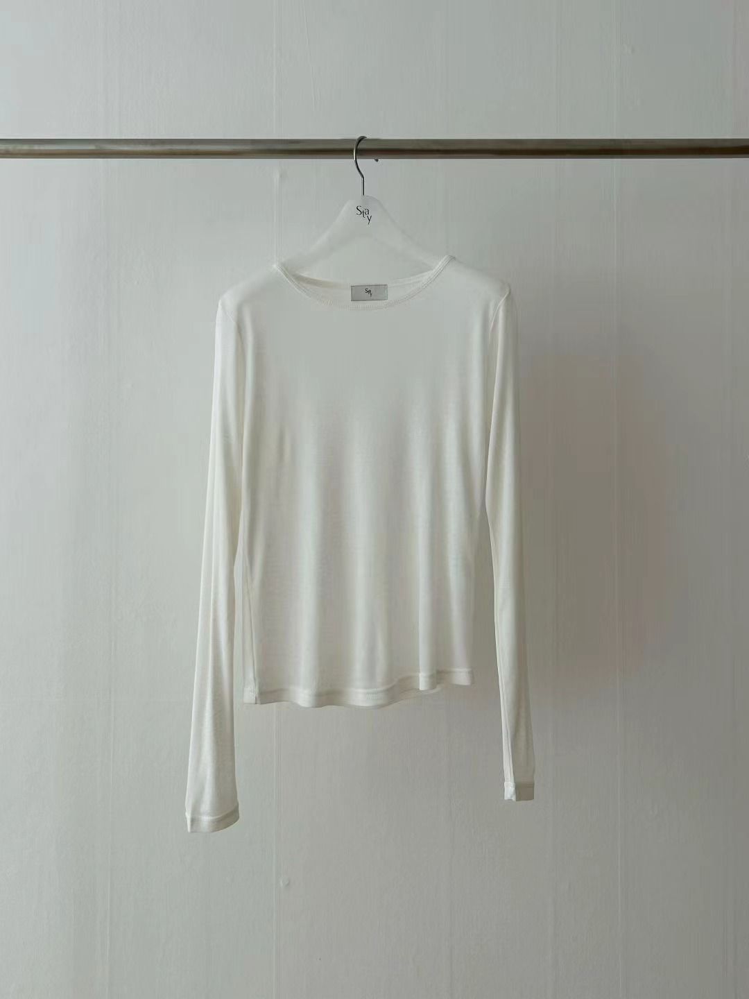 STAY韓國代購㊣女裝新品職業25秋冬時尚推薦長袖T恤天絲羊毛STAY長袖T恤