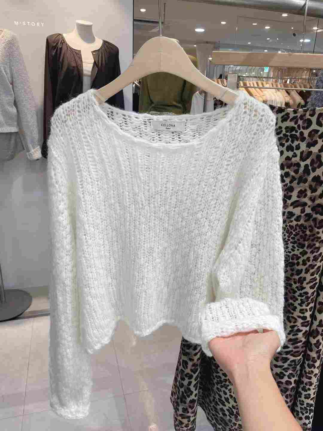CELLONA韓國代購㊣女士新款職業推薦25秋冬針織衫不含配飾船領CELLONA針織衫