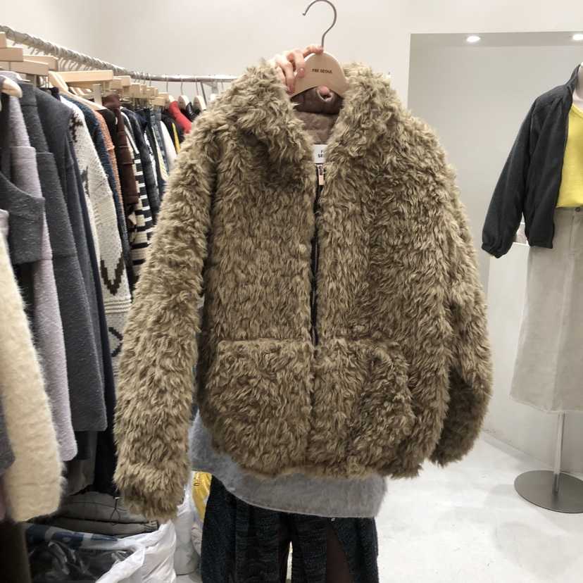 FRE韓國代購㊣女裝新品職業25秋冬推薦休閑真品短款大衣兜帽FRE短款大衣