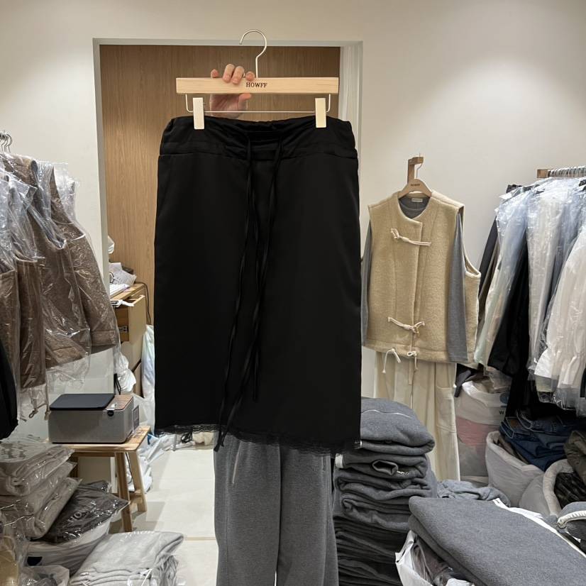 HOWFF東大門㊣代購女裝新品推薦25秋冬職業半身裙中短裙蕾絲HOWFF半身裙/中短裙