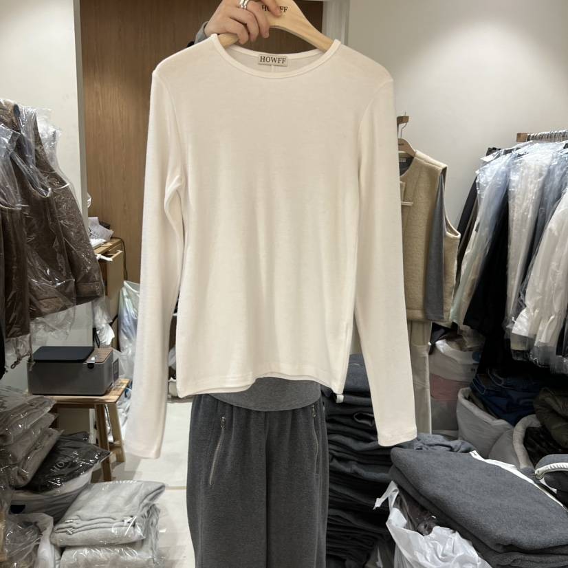 HOWFF韓國直郵㊣女裝新款熱賣休閑真品人氣長袖T恤安哥拉羊毛HOWFF長袖T恤