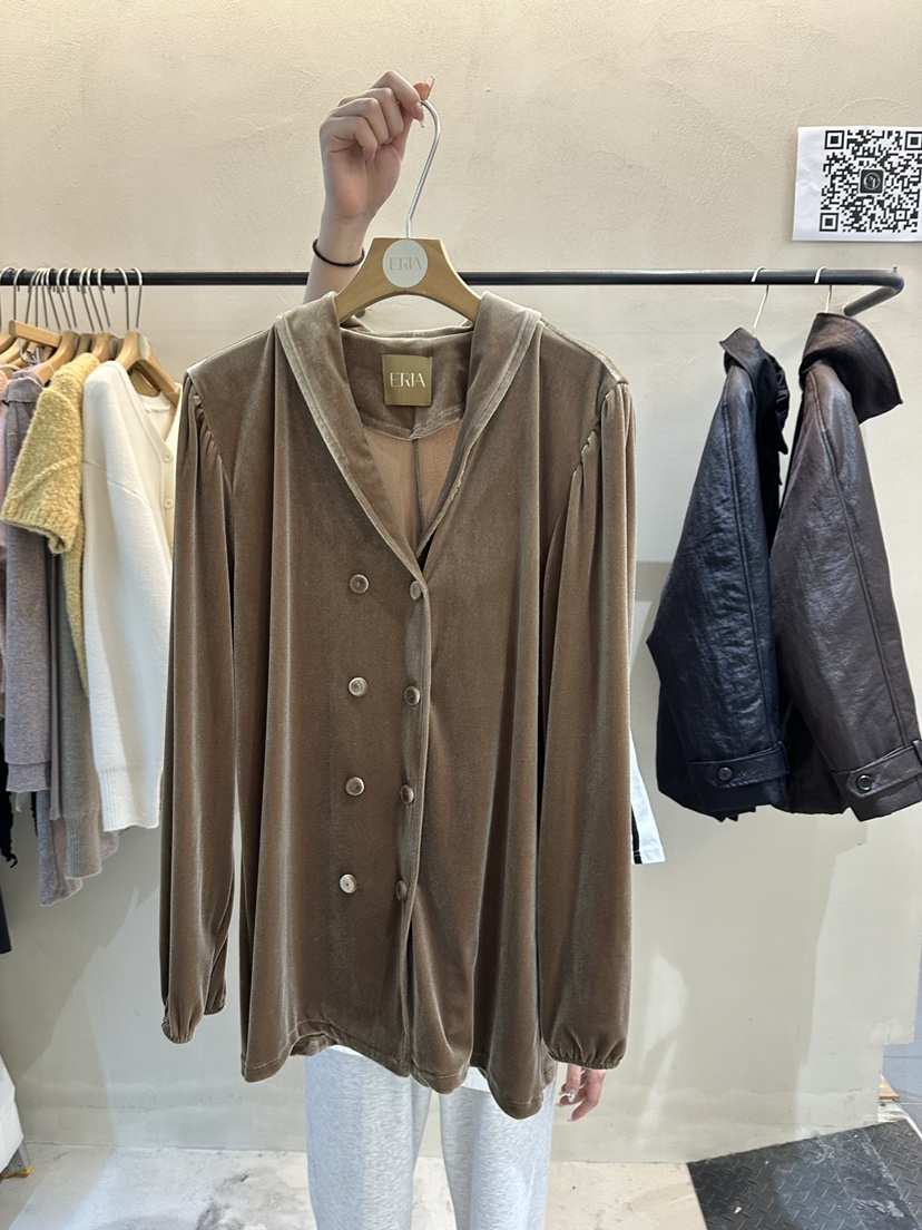 ERIA東大門㊣直郵女裝新款真品25秋冬推薦襯衫蕾絲衫天鵝絨ERIA/HUE襯衫/蕾絲衫