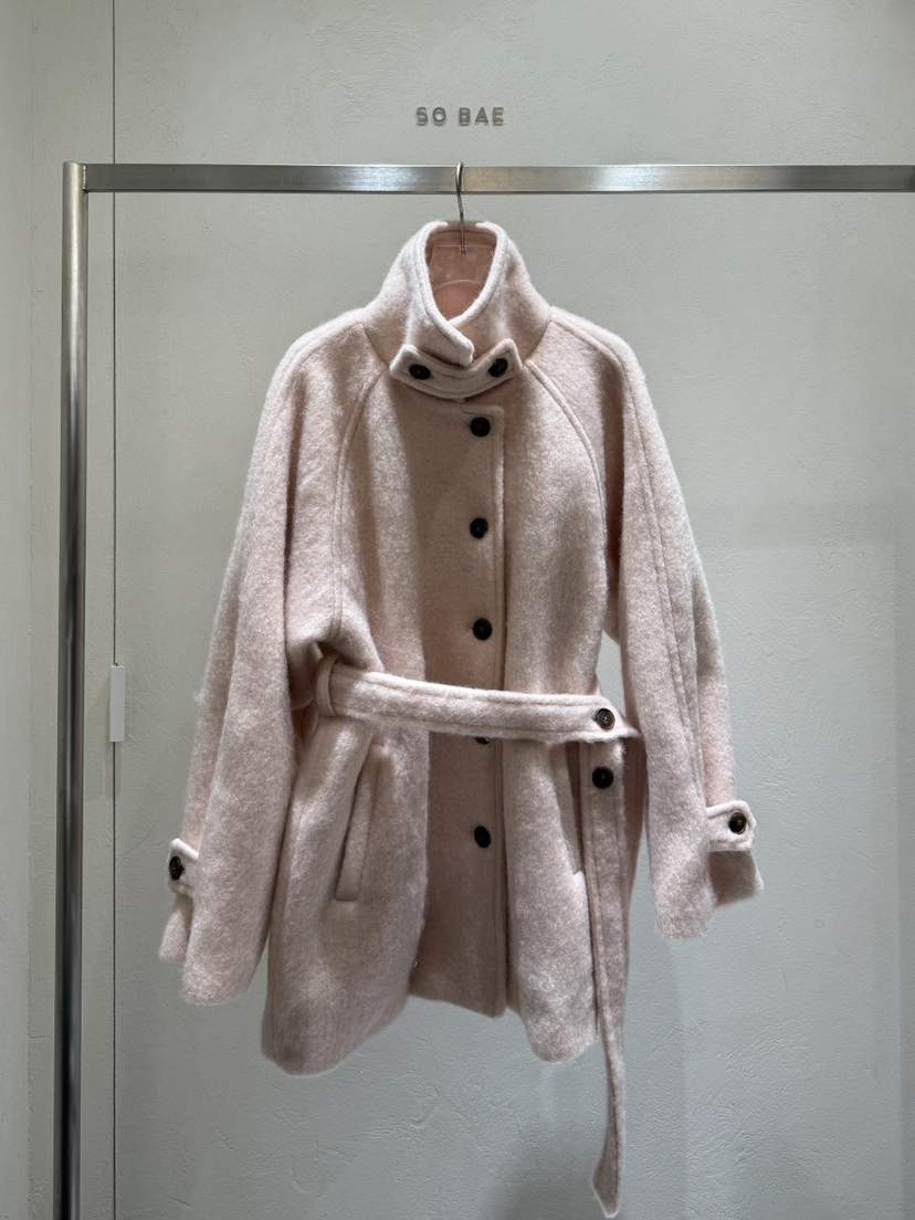 SO BAE韓國直郵㊣女裝新品真品推薦時尚休閑短款大衣含腰帶SO BAE短款大衣
