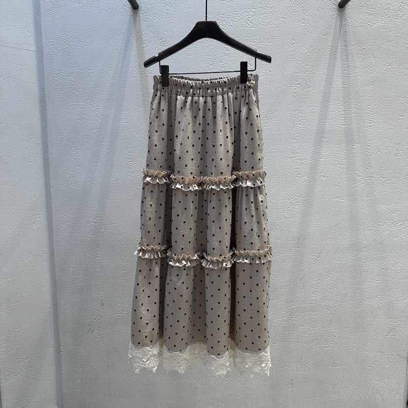 TRIPLE SEVEN東大門㊣實拍女裝新款時尚人氣真品長裙圓點褶邊TRIPLE SEVEN長裙