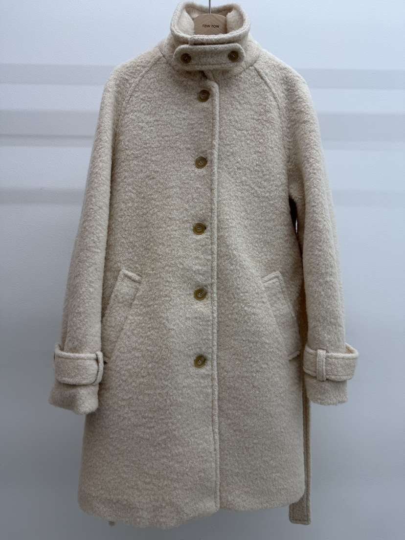 RAWROW韓國直郵㊣女裝新品時尚25秋冬中長款大衣含腰帶羊毛RAWROW中長款大衣