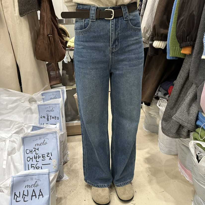 MELO東大門㊣直郵女士新款真品25秋冬時尚人氣牛仔褲含腰帶MELO牛仔褲