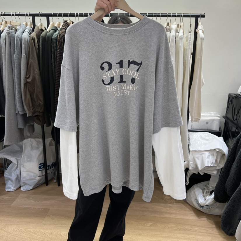 SPAGHETTI東大門㊣代購女士新款時尚真品推薦長袖T恤假兩件spaghetti長袖T恤