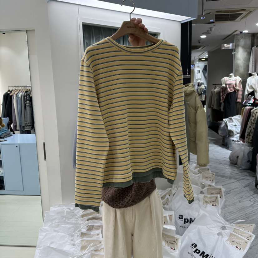 OURMOMENT韓國直郵㊣女裝新款人氣職業真品熱賣休閑長袖T恤OURMOMENT長袖T恤