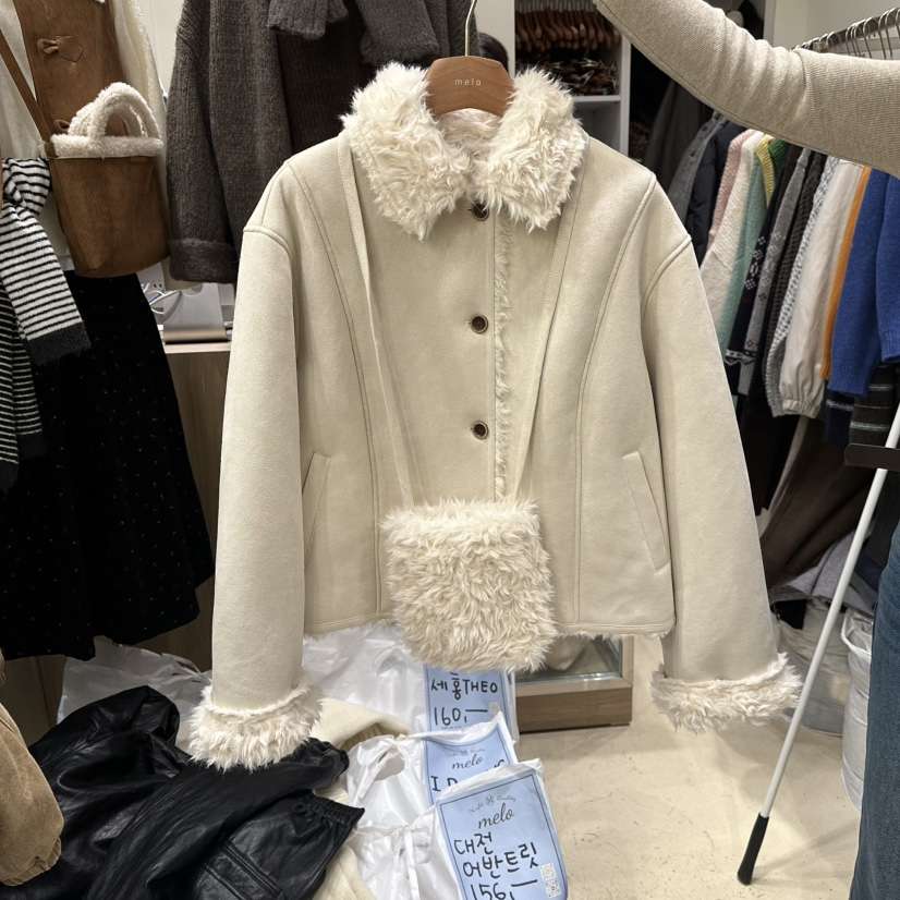 MELO韓國代購㊣女士新款推薦職業休閑真品時尚夾克皮草含包MELO夾克