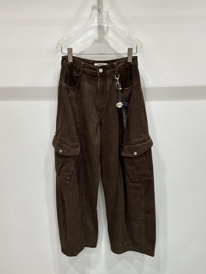 LOOKK東大門㊣實拍女士新款25秋冬休閑休閑褲含飾品口袋羊毛LOOKK休閑褲