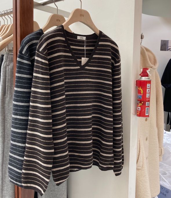 CURVY東大門㊣直郵女士新品人氣推薦職業真品針織衫羊毛條紋CURVY針織衫