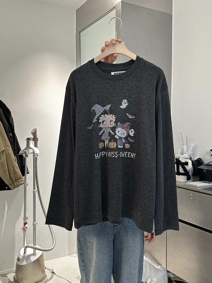 PEPPER-L東大門㊣代購女士新款25秋冬熱賣時尚長袖T恤加絨PEPPER長袖T恤