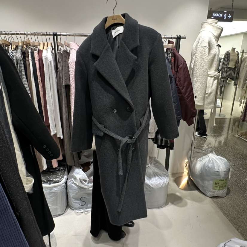 GREEK韓國代購㊣女裝新品熱賣真品休閑時尚中長款大衣含腰帶GREEK中長款大衣