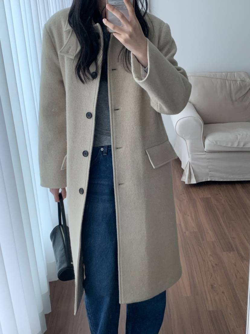 NOUVEAU韓國代購㊣女士新款職業推薦熱賣中長款大衣羊駝長款NOUVEAU中長款大衣