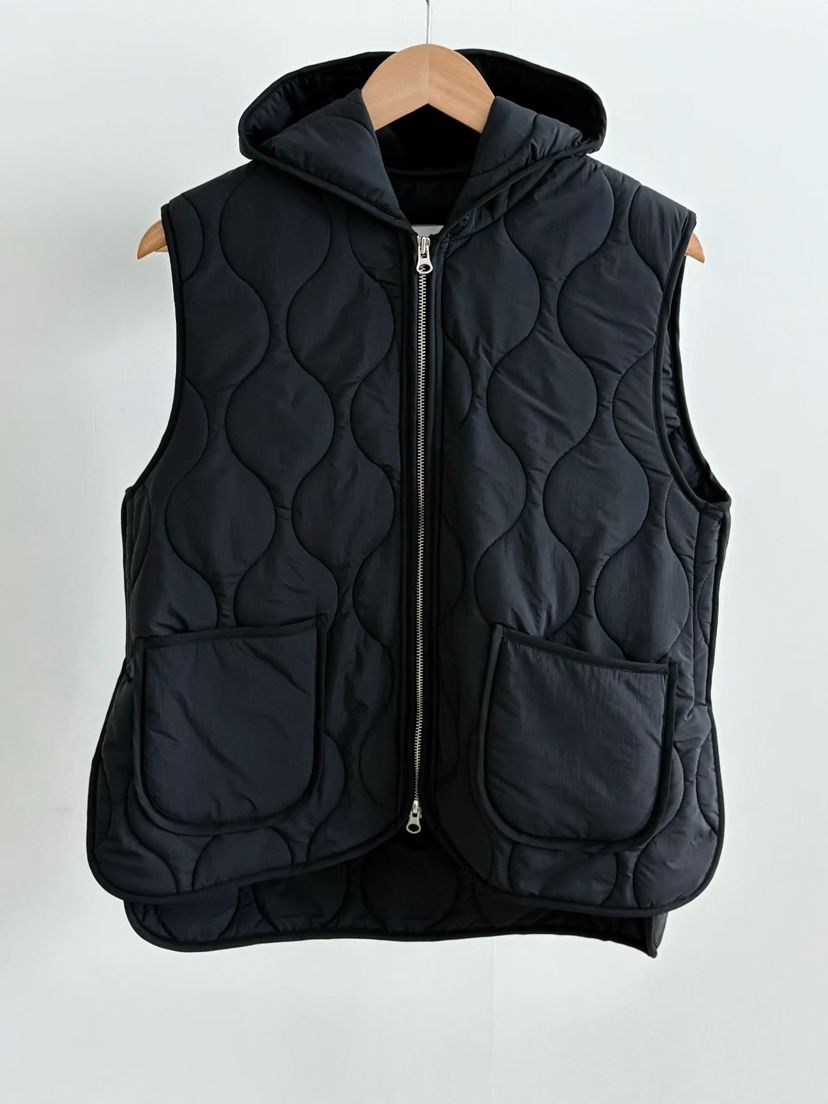 BINUS韓國代購㊣女士新品休閑推薦職業真品熱賣馬甲絎縫連帽BINUS馬甲