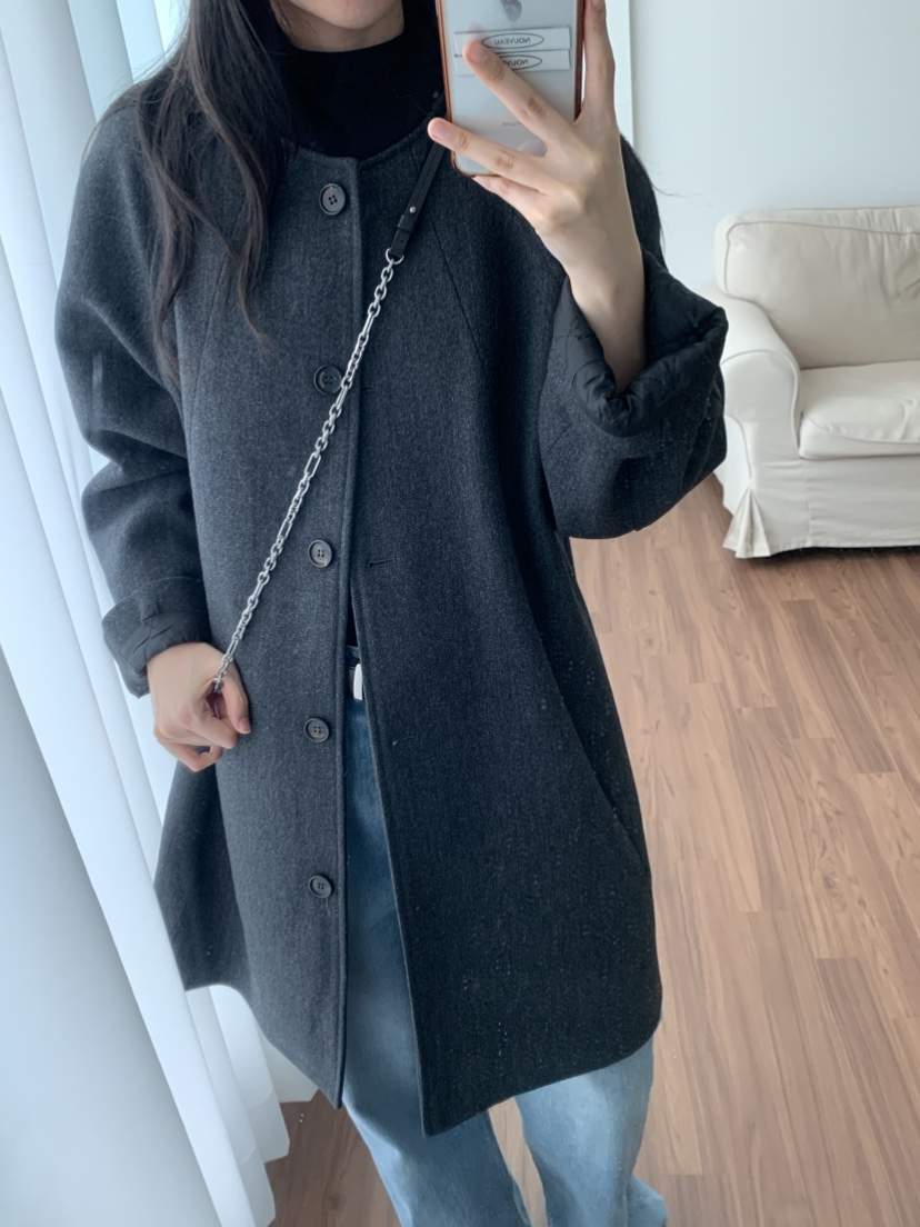 NOUVEAU韓國代購㊣女裝新品時尚職業推薦休閑中長款大衣羊毛NOUVEAU中長款大衣