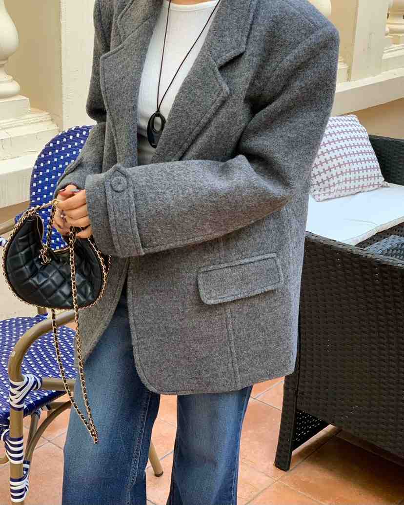 REVE CITE-L東大門㊣代購女裝新品時尚休閑熱賣人氣夾克羊毛REVE CITE夾克