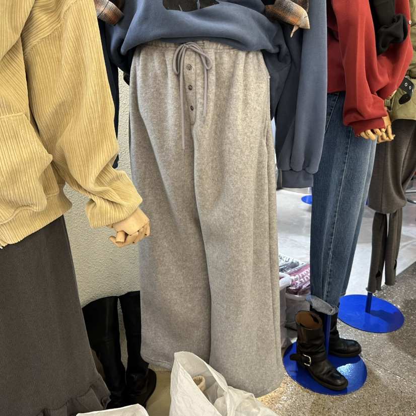 MAGOT韓國代購㊣女士新品時尚人氣真品休閑休閑褲加絨羊毛紐扣IIIΛGOT/MAGOT休閑褲