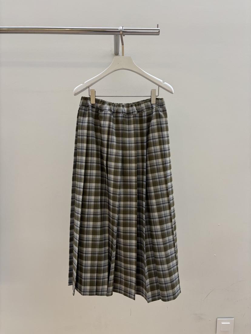 PEBBLE東大門㊣實拍女士新款職業真品25秋冬推薦長裙格紋褶皺PEBBLE/LAYER長裙